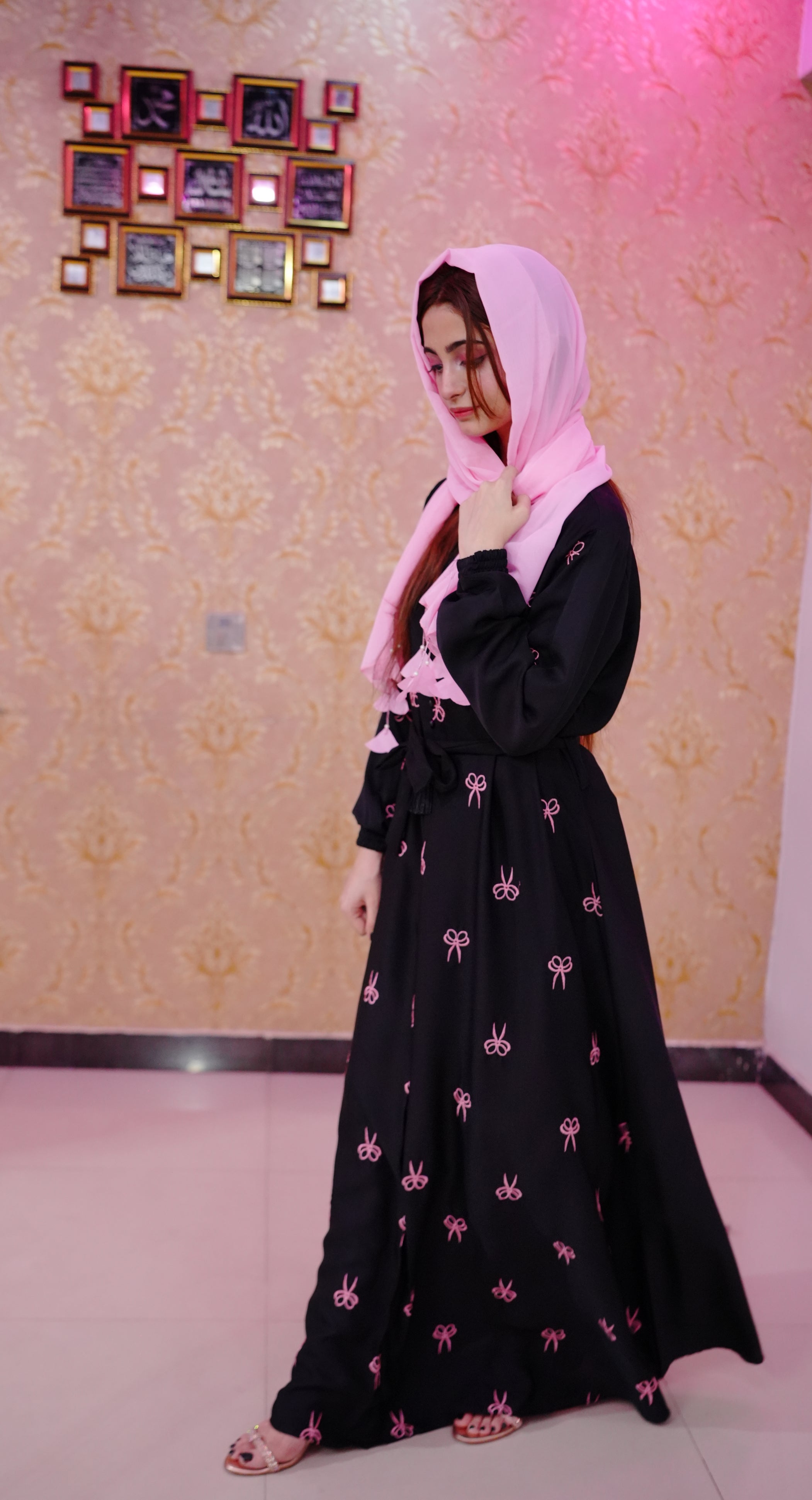Crystal Bow Abaya Front Pantax Premium