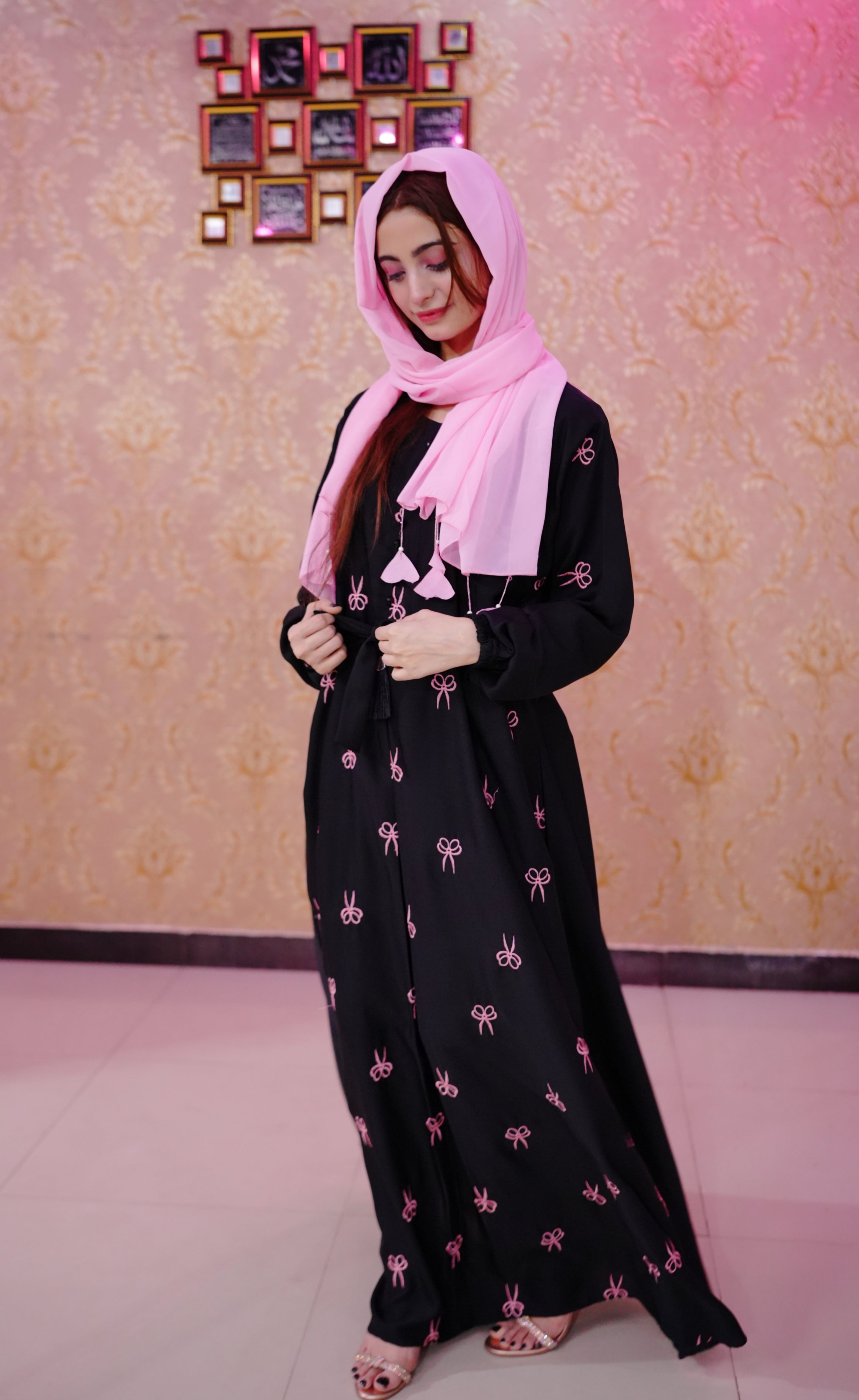 Crystal Bow Abaya Front Pantax Premium