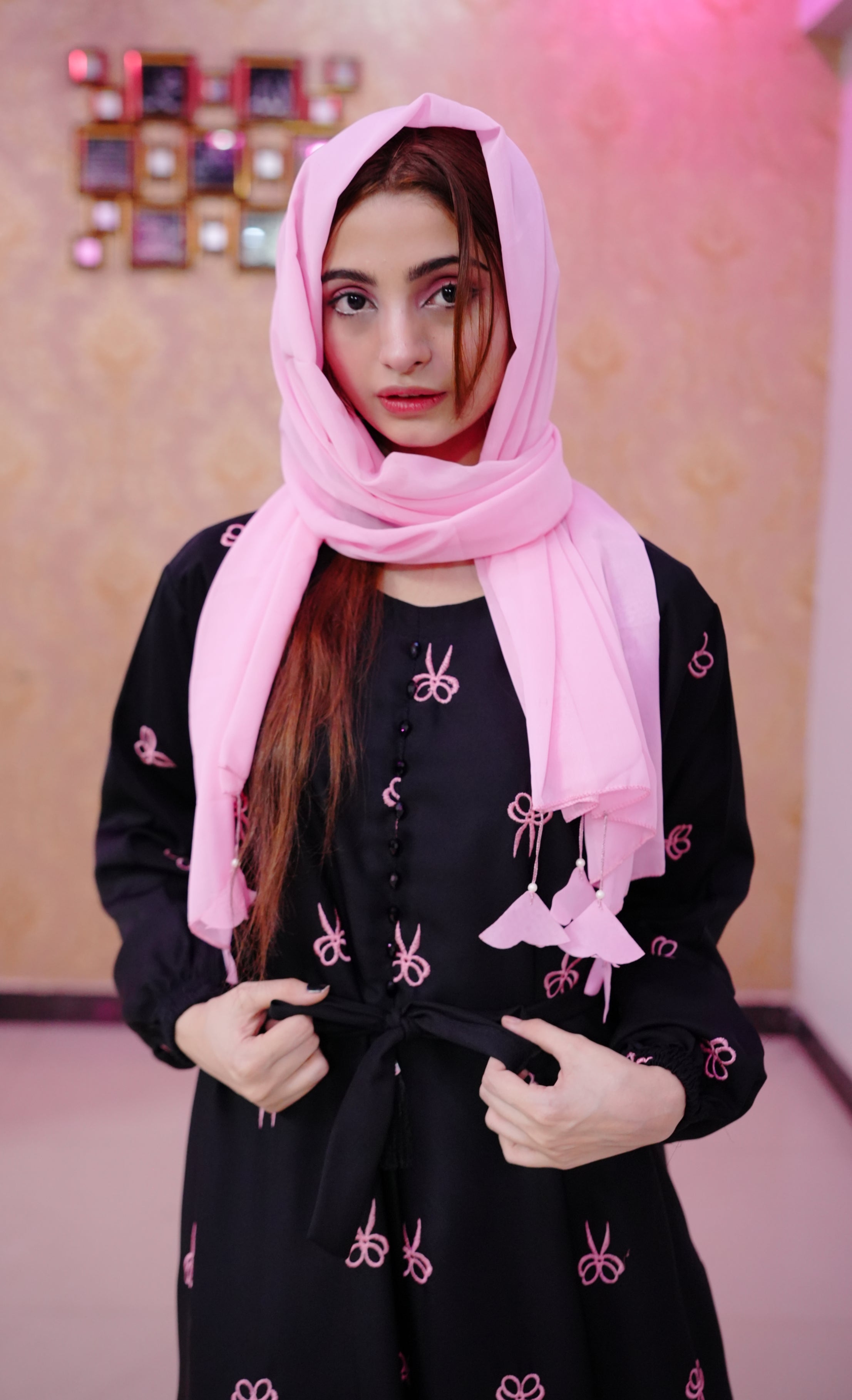 Crystal Bow Abaya Front Pantax Premium