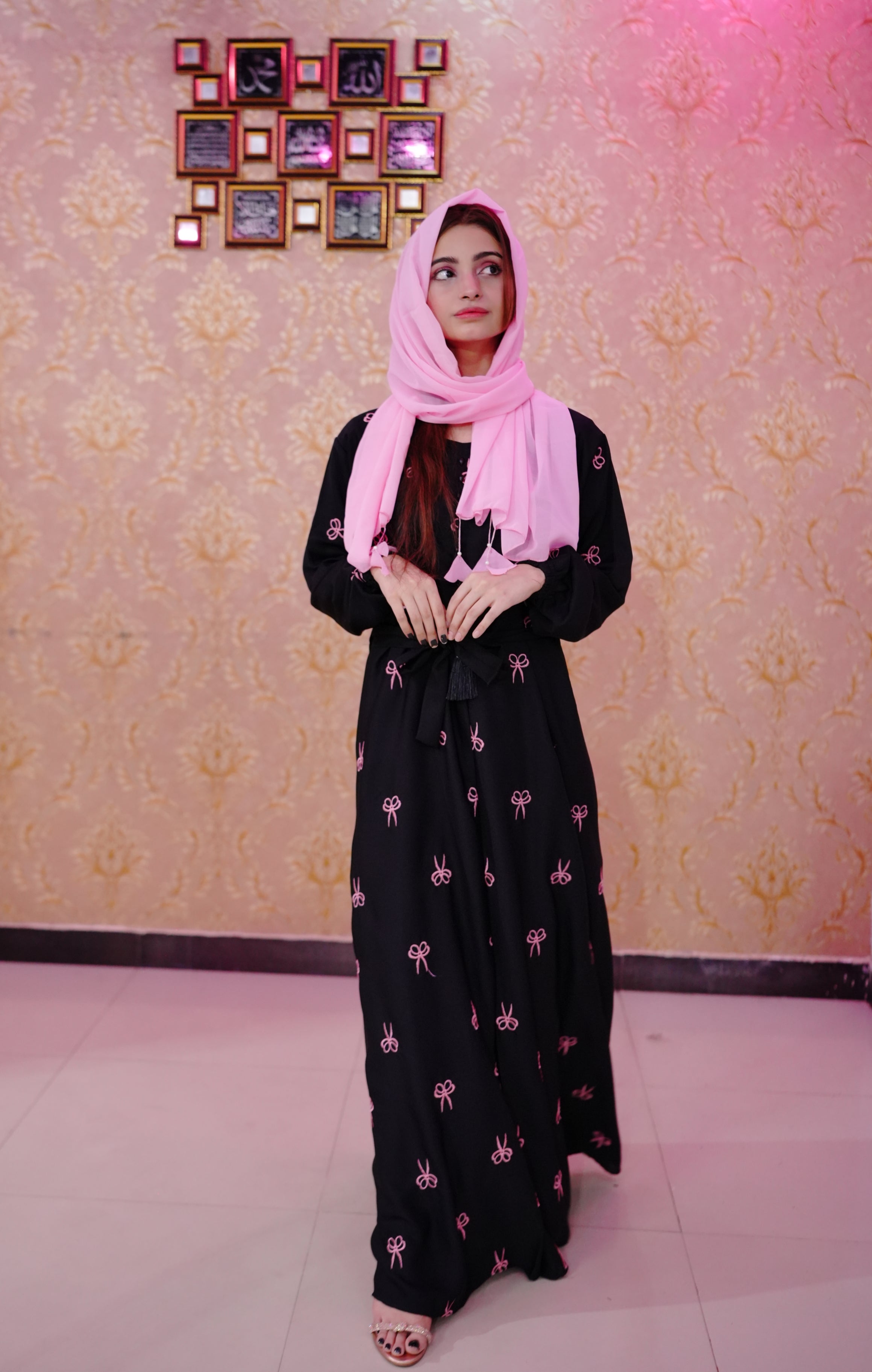 Crystal Bow Abaya Front Pantax Premium