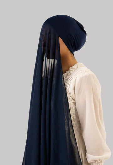 Instant Georgette Hijab with Cap - Blue