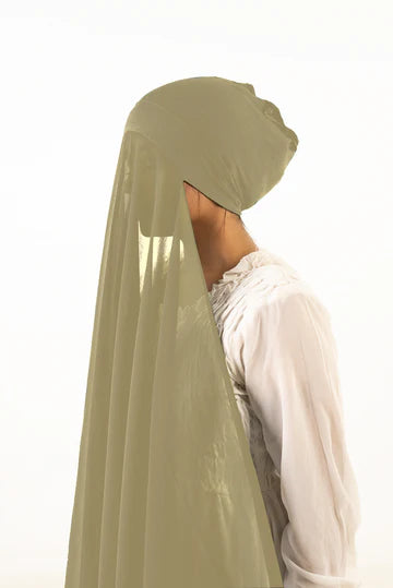 Instant Georgette Hijab with Cap - Oyster