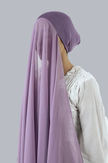 Instant Georgette Hijab with Cap - Periwinkle
