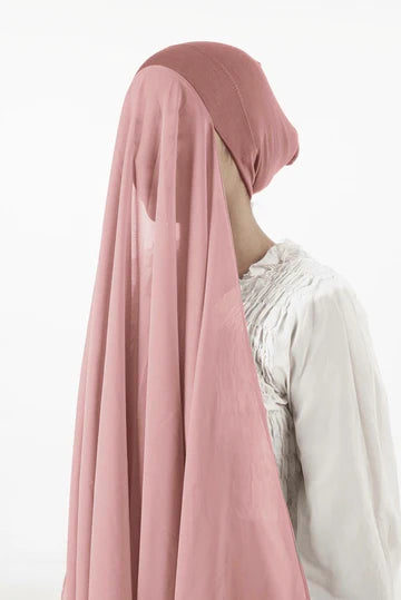 Instant Georgette Hijab with Cap - Pink