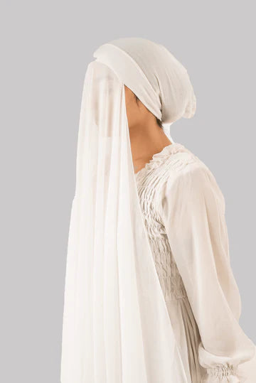Instant Georgette Hijab with Cap - White