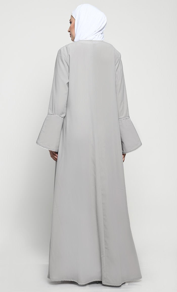 Sophisticated Nida Layered Abaya with Elegant Embroidery